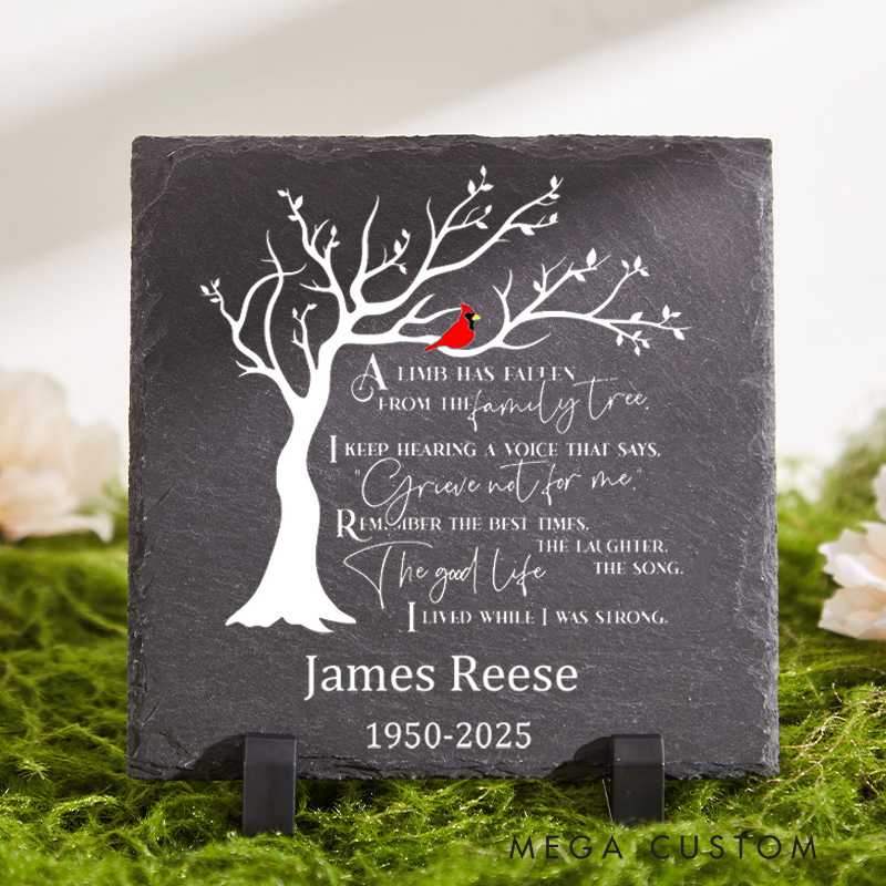Personalized Memorial Stone for Loss of Loved One A Limb Has Fallen From The Family Tree Sympathy Gift Slate Grave Marker Remembrance Gift