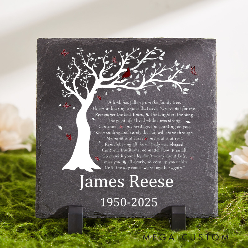Personalized Cardinal Memorial Slate Stone Memorial Plaque Sympathy Gifts for Loss of Loved One Slate Grave Marker Remembrance Gift
