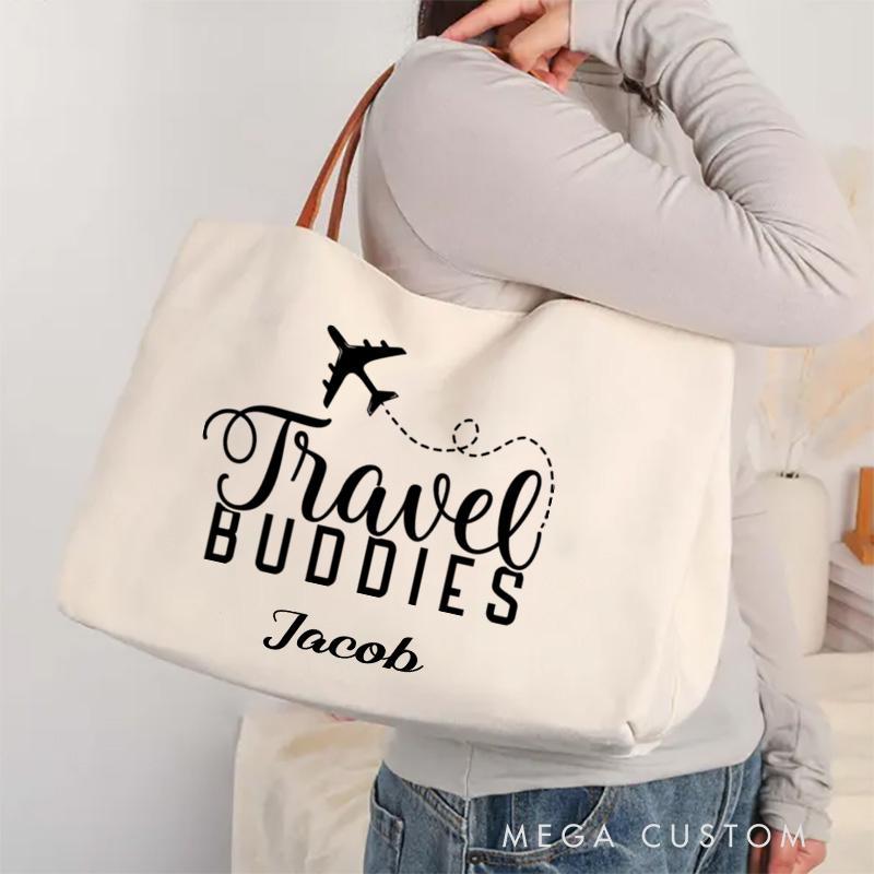Personalized Travel Buddies Tote Bag Traveling Lovers Gift Vacation Tote Bag