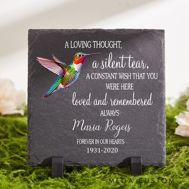  Personalized A Silent Tear Memorial Garden Stone Sympathy Gift for Loss of a Loved One Slate Grave Marker Keepsake Remembrance Bereavement Gift
