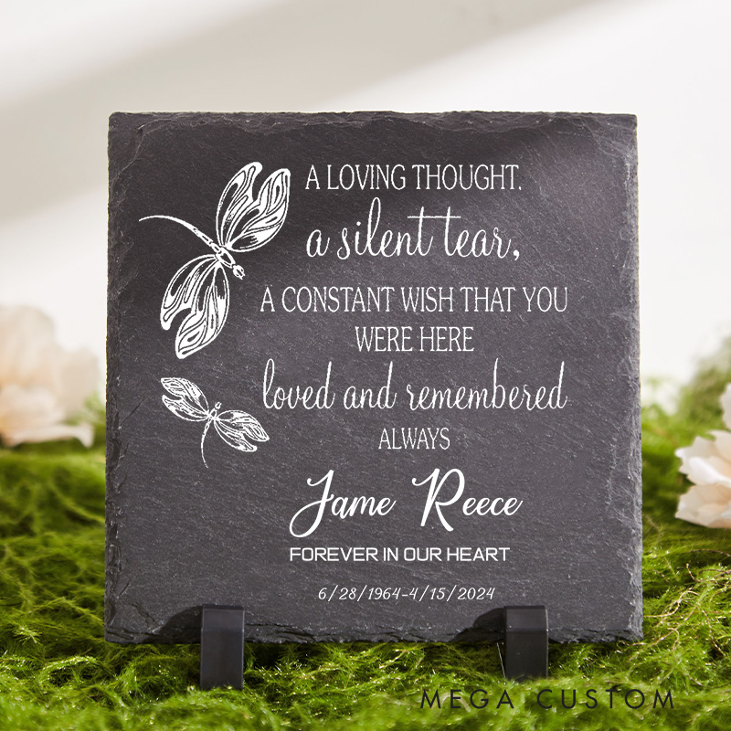 Personalized a Silent Tear Memorial Garden Stone Sympathy Gift Slate Grave Marker Keepsake Remembrance Bereavement Gift for Loss of a Loved One