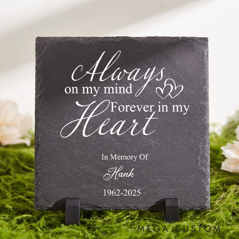 Personalized Memorial Stone Sympathy Gift Forever In My Hearts Real Slate Poem Keepsake Remembrance Bereavement Plaque for Loss of Loved One