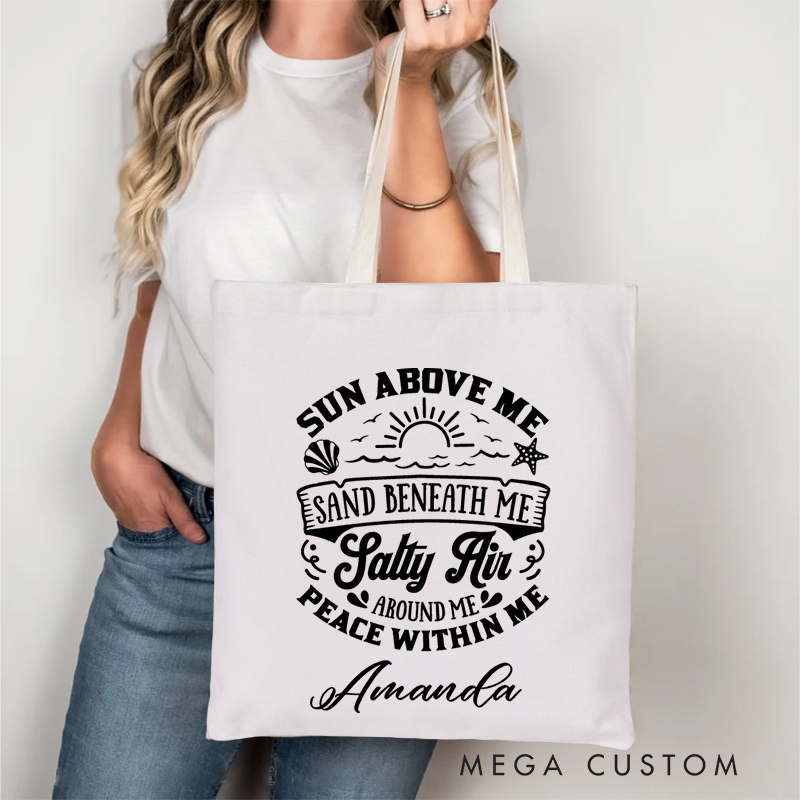 Personalized Sun Above Me Tote Bag Gift for Traveling Lovers Gift for Beach Trip