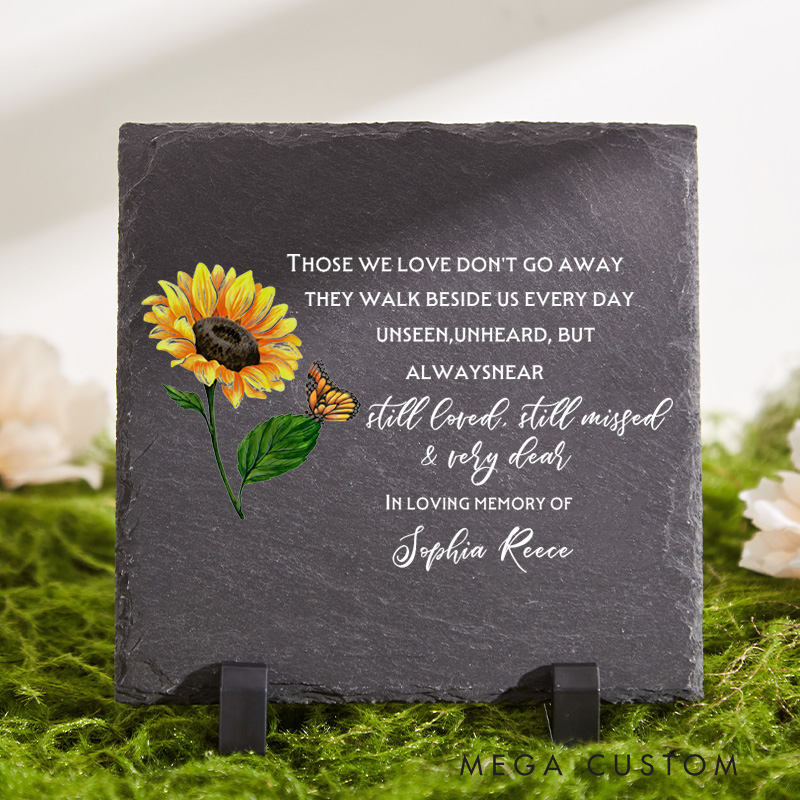 Personalized Memorial Garden Stone Those We Love Don't Go Away Sympathy Gift Slate Grave Marker Keepsake Remembrance Bereavement Gift