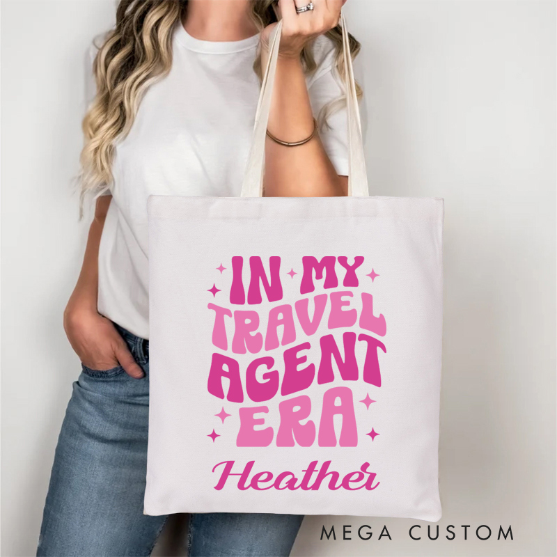 Personalized In My Travel Agent Era Tote Bag Gift for Traveling Lovers Funny Vacation Gift