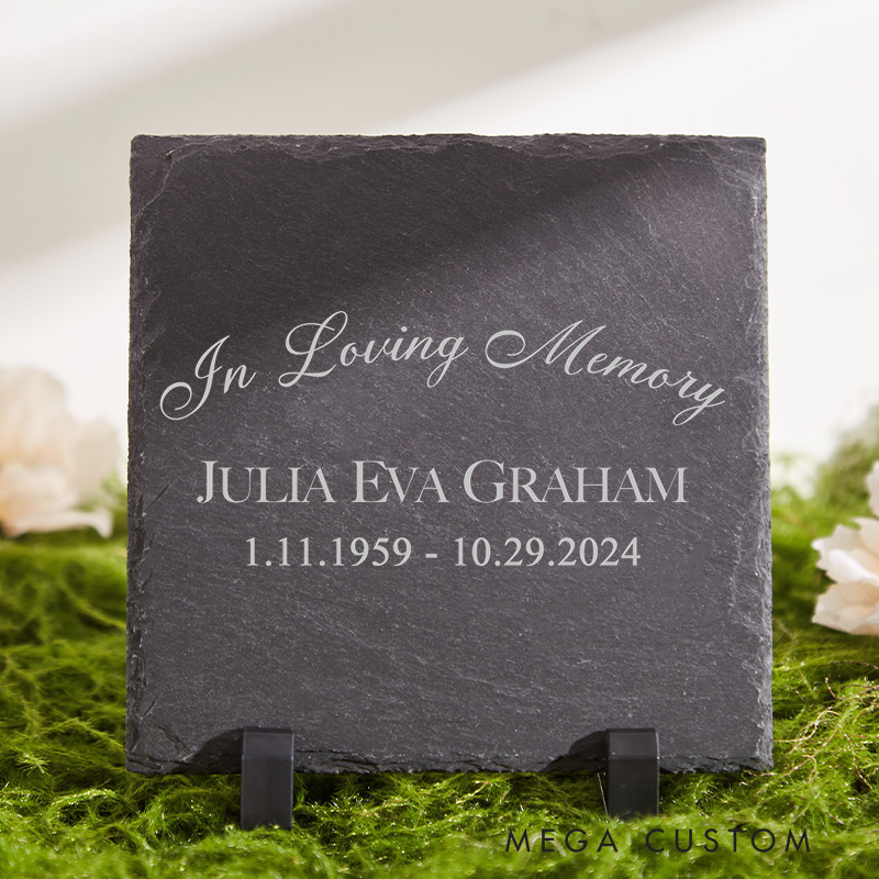 Personalized Memorial Stone in Loving Memory Gift Custom Grave Garden Plaque for Loss of Loved One Outdoor Cemetery Decor Sympathy Gift Tribute