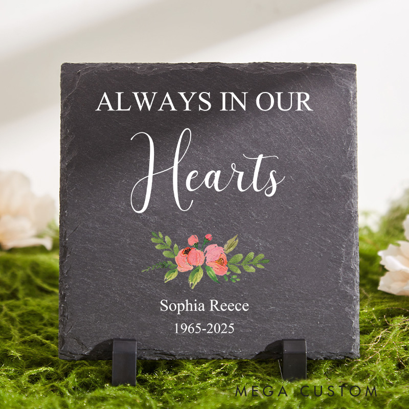 Personalized Memorial Garden Stone Always In Our Hearts in Memory of Loved One Gifts Condolence Bereavement Gift for Garden Outside
