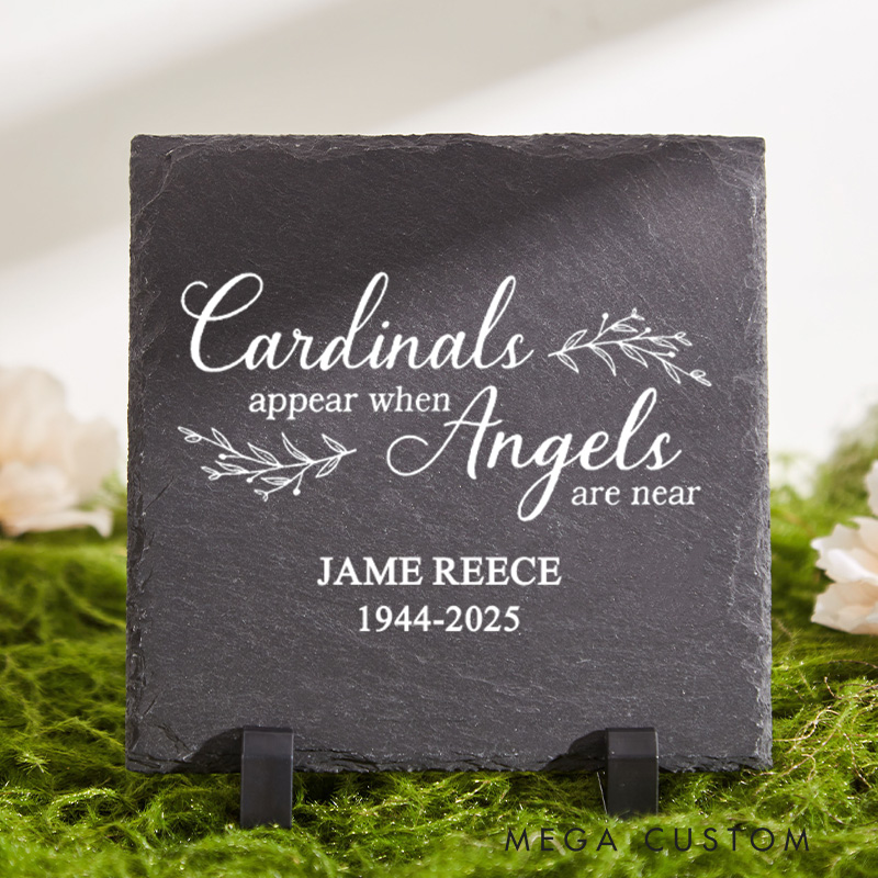 Personalized Cardinal Memorial Garden Stone Sympathy and Memorial Garden Slate Grave Marker Keepsake Remembrance Bereavement Plaque