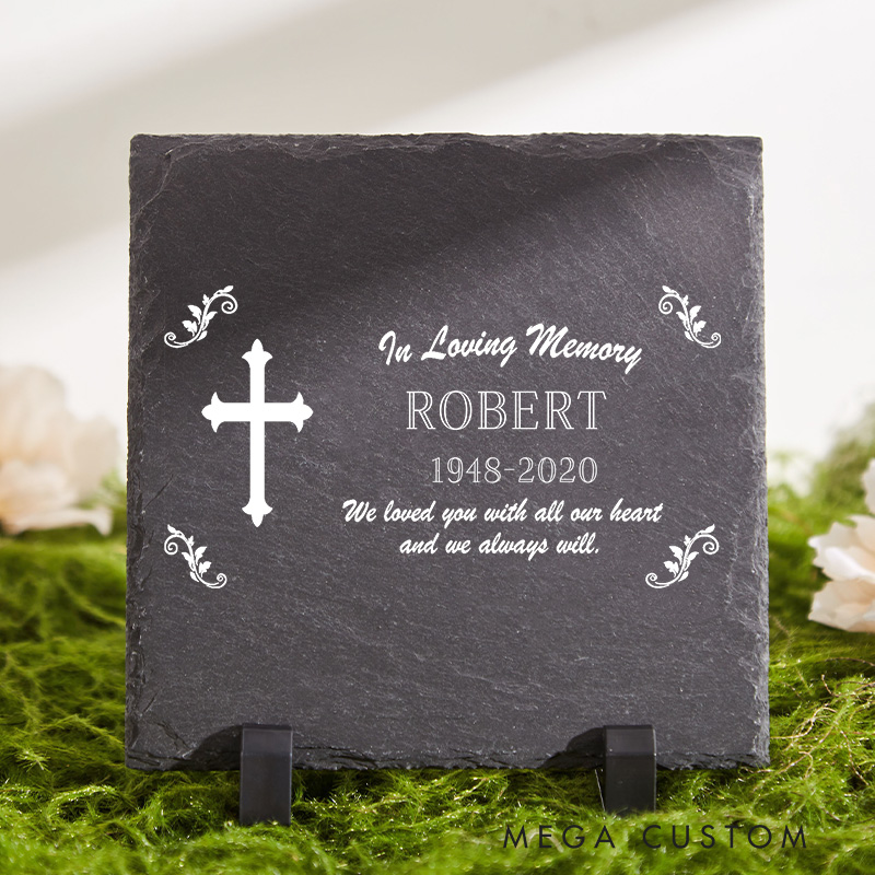 Personalized Cross Memorial Stone for Loss of Loved One in Loving Memory Memorial Stone Loved One Memorial Plaque Sympathy Gift Tribute Cemetery Decor