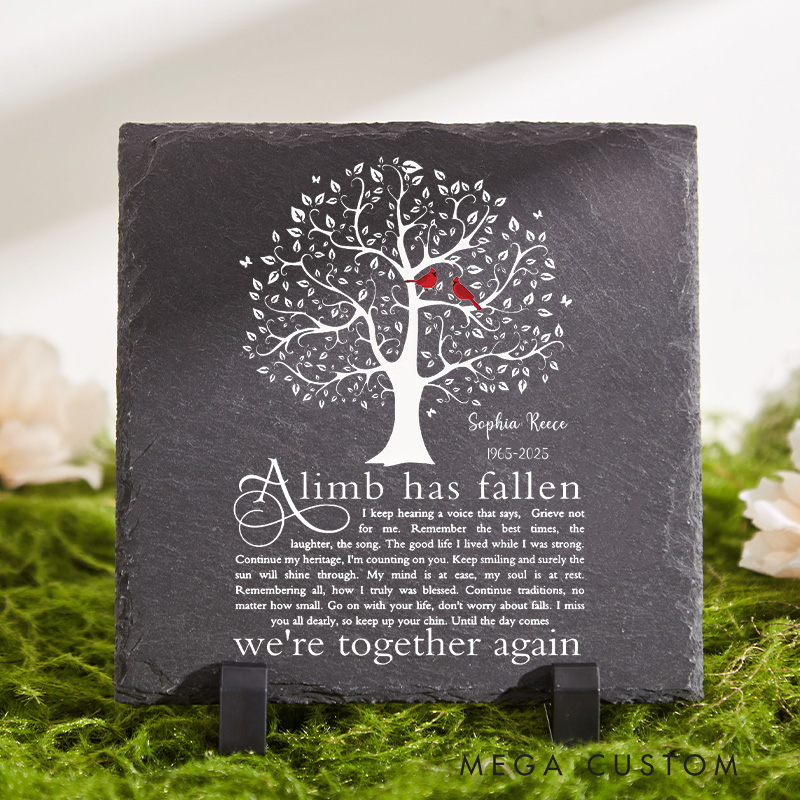 Personalized Memorial Slate Stone a Limb Has Fallen Sympathy Garden Stone Loss of Loved One Remembrance Stepping Stone in Memory Gift
