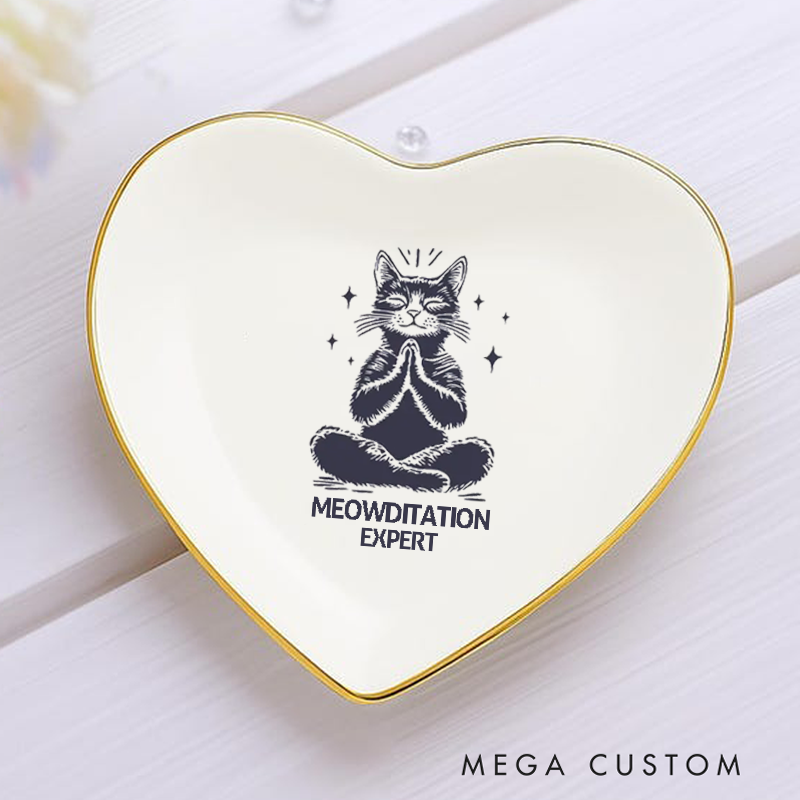 Personalized Funny Cat Yoga Ring Dishes Yoga Girl Jewelry Dish Anniversary Gift for Yoga Lover