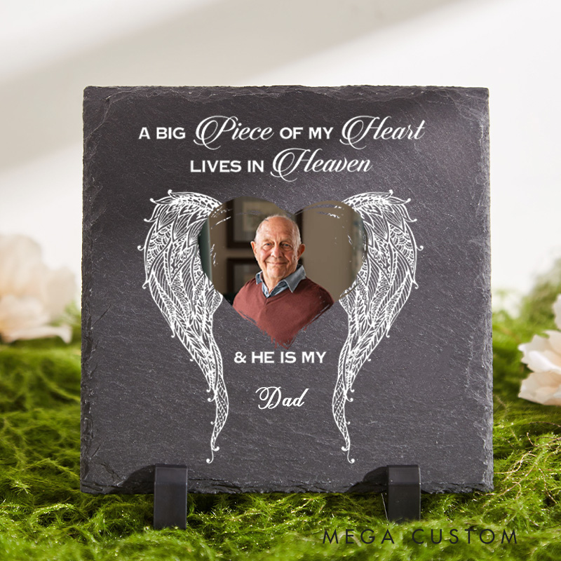 Personalized Memorial Stone with Photo On Angels Wings Custom in Loving Memory Gifts Funeral Remembrance Garden Stone Memorial Gift