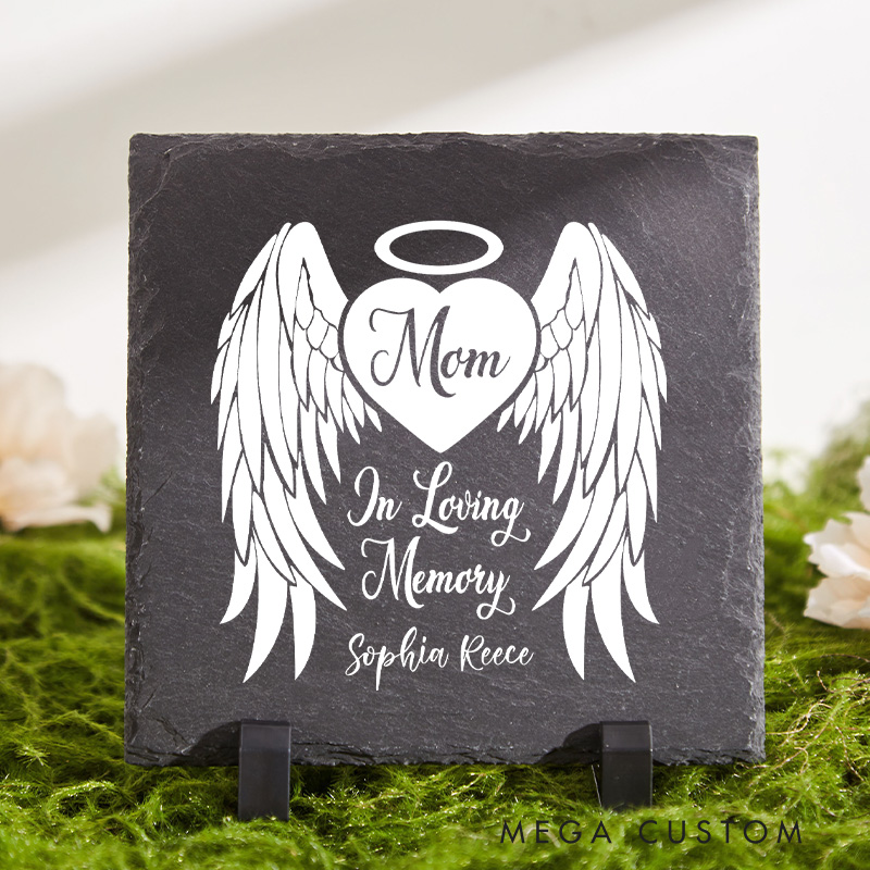 Personalized Memorial Stone In Loving Memory Gift Angel Wings Memorial Garden Stone Always In My Heart Bereavement Grave Marker