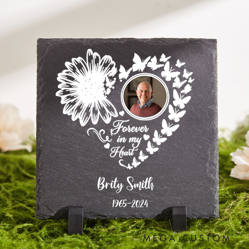Personalized Memorial Stone Custom Photo Garden Stone Wife To Husband with Wings Memorial Grave Marker for Loss of Husband Sympathy Gift