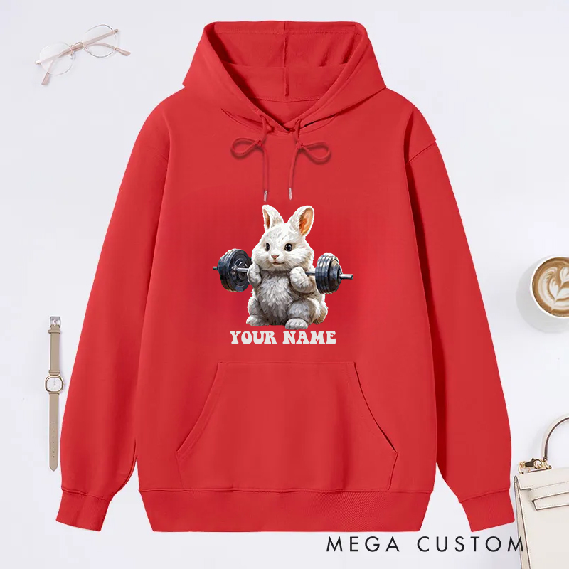 Personalized Fitness Classic Hoodies with Cute Bunny Weightlifting Design for Fitness Enthusiasts Bodybuilders and Gym Lovers