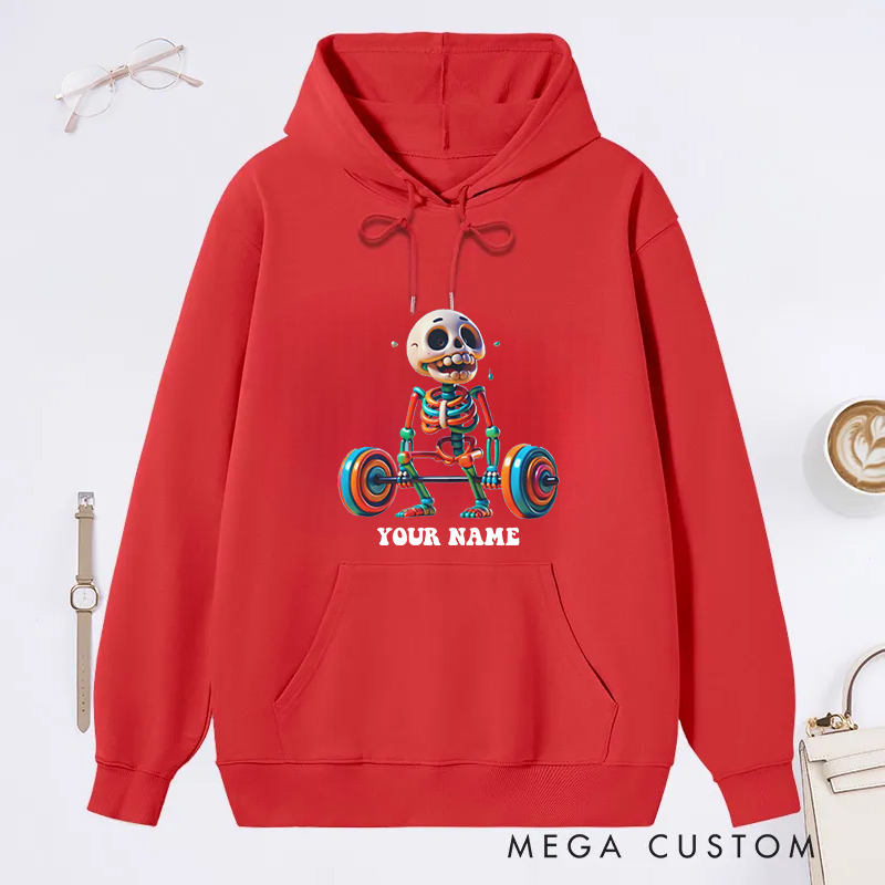Personalized Fitness Classic Hoodies with Colorful Skeleton Weightlifting Design for Fitness Enthusiasts Bodybuilders and Gym Lovers