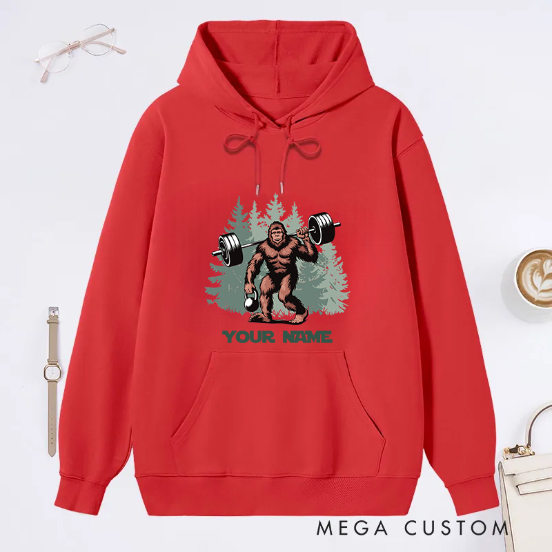 Personalized Fitness Classic Hoodies with Bigfoot Weightlifting Design for Fitness Enthusiasts Bodybuilders and Gym Lovers