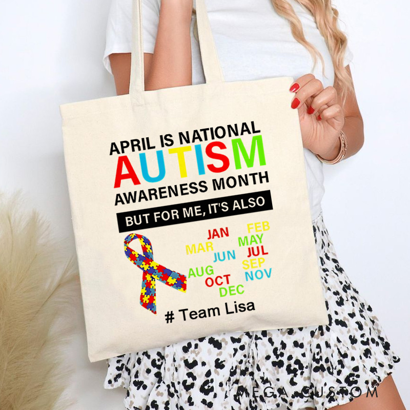 Personalized Autism Awareness Month Illustration Highlighting Acceptance and Celebration for Advocacy Tote Bag