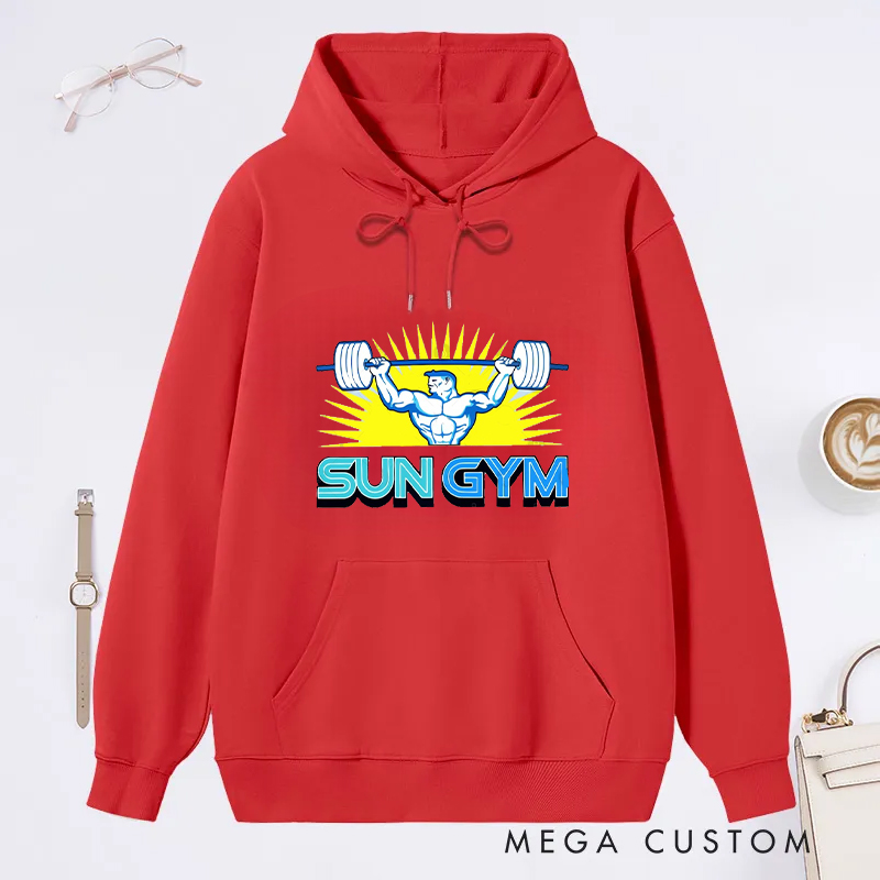 Personalized Fitness Classic Hoodies with Bodybuilder and Sunshine Logo for Fitness Enthusiasts Bodybuilders and Gym Lovers