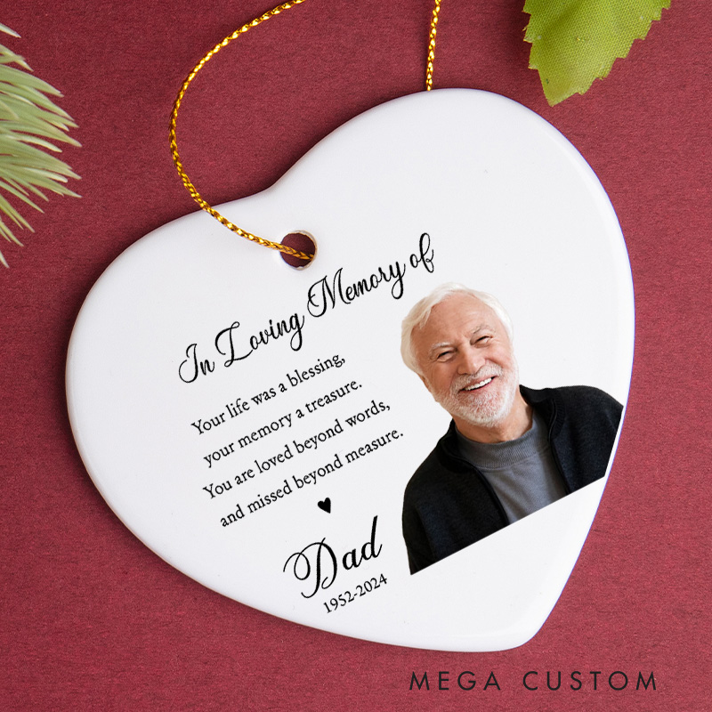 Personalized Photo Memorial Ornament Loss of Loved One Remembrance Christmas Ornament Memorial Day Ceramic Ornament Sympathy Gift 