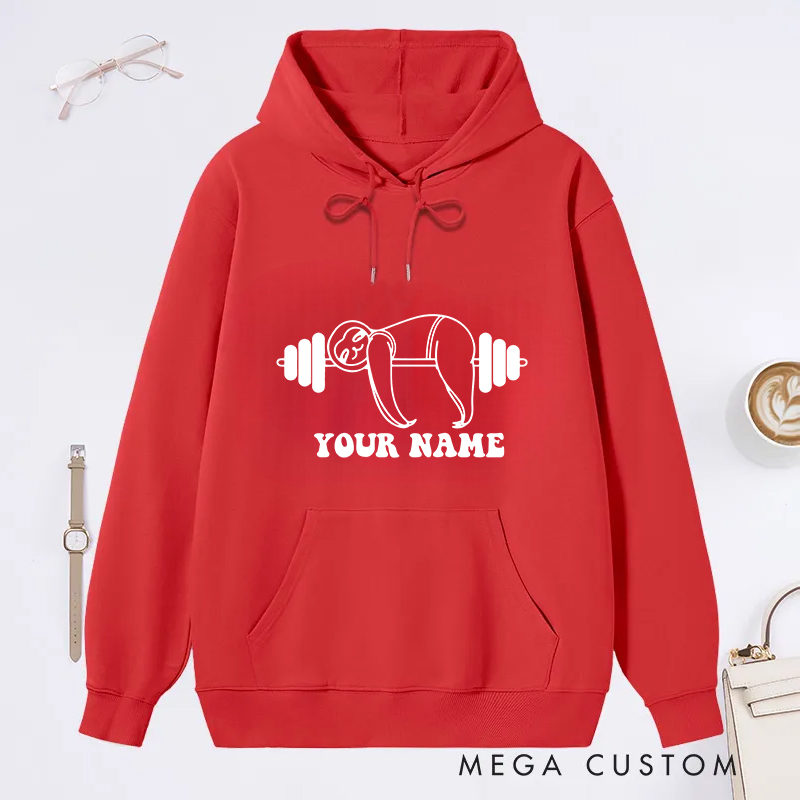 Personalized Fitness Classic Hoodies with Dumbbell and Name Graphic for Fitness Enthusiasts Bodybuilders and Gym Lovers