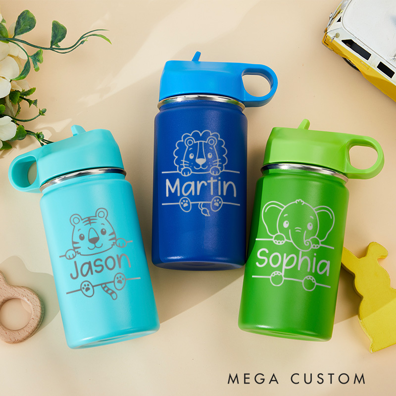 Personalized Kids Water Bottle Engraved Stainless Steel Water Bottle Back To School Kids Gifts