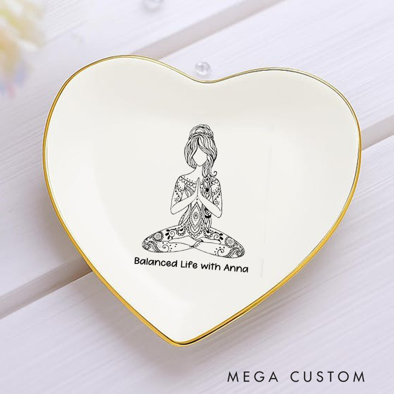 Personalized Ring Dishes with Elegant Yoga and Mandala Design Perfect Gift for Jewelry Storage, Home Décor or Unique Gift for Yoga Lover