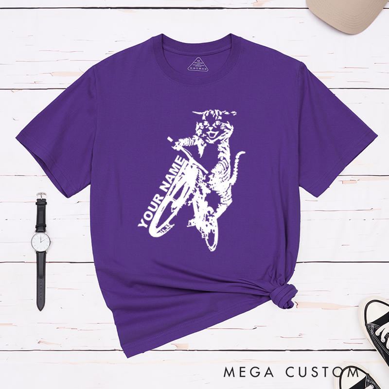 Personalized Cat Cyclist T-Shirt for Outdoor Adventures Riding Cycling Biking Enthusiasts
