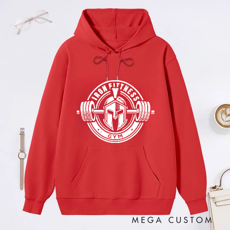 Personalized Gym Classic Hoodies with Warrior and Barbell Graphic for Fitness Enthusiasts Bodybuilders and Gym Lovers