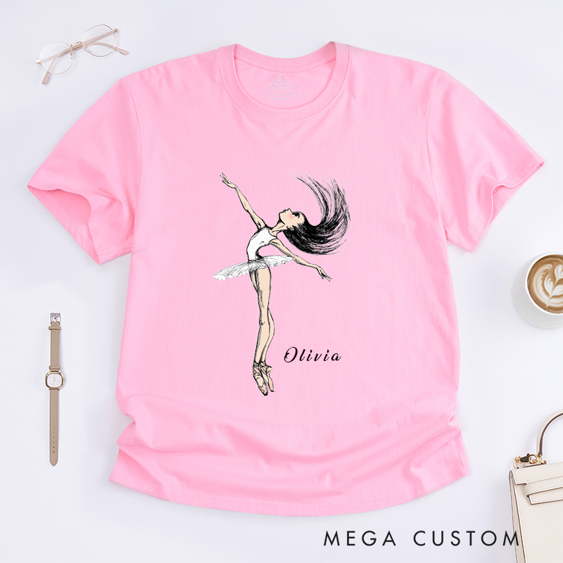 Personalized Ballet Dancer Classic T-Shirts Custom Name Unique Gift for Girls Women Ballet Lovers Perfect Present