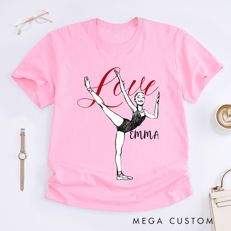 Personalized Love Dance Classic T-Shirts Custom Name Ballet Dancer Gift Perfect for Dance Lovers and Ballet Enthusiasts