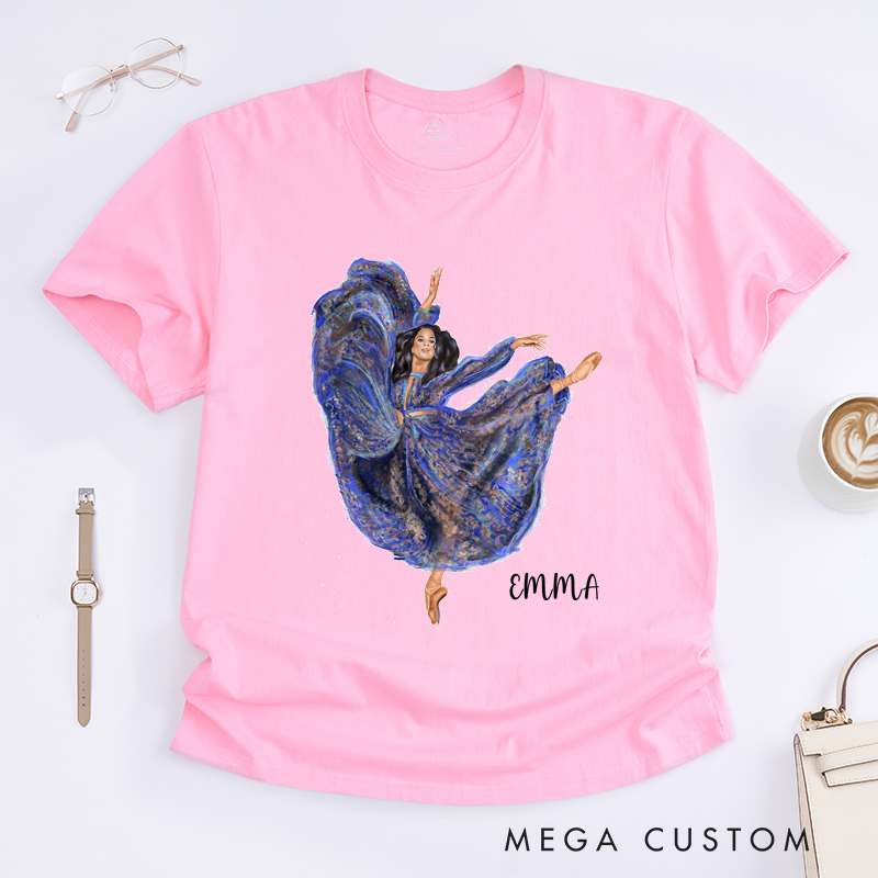 Personalized Ballet Dancer Classic T-Shirts Custom Name Elegant Artistic Dance Gift for Women Girls Unique Artistic Print Present for Dance Lovers
