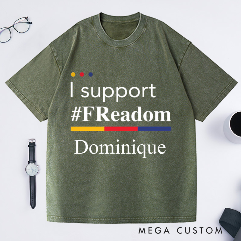 Personalized I Support FReadom Washed T-Shirts Librarian Reading T-shirt Bookish Tshirt Book Lover Shirt Gift