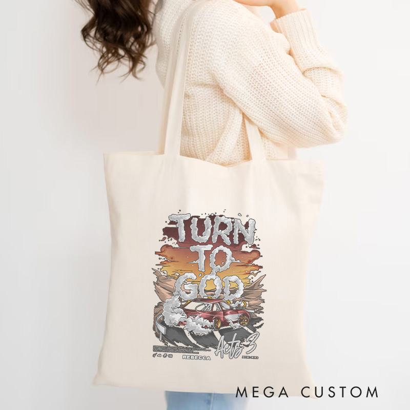 Personalized Turn to God Canvas Tote Bag with Name Christian Acts 3:19-21 Bible Verse Bag Faith Gift Religious Gift Christian Gift for Jesus Lovers