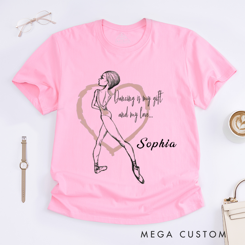 Personalized Ballet Dancer Classic T-Shirts Dance Lover Gift Custom Name Ballet Tee for Artistic Ballerina Present