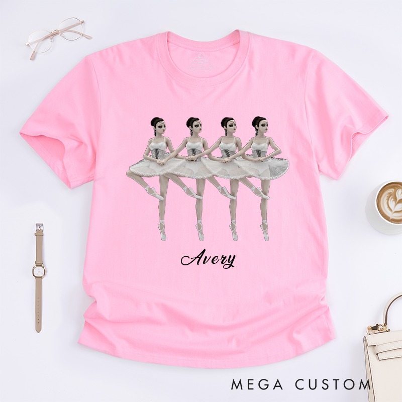 Personalized Ballet Dancer Classic T-Shirts Unique Ballerina Design Custom Name Ballet Lover Gift for Dance Enthusiasts Women and Girls