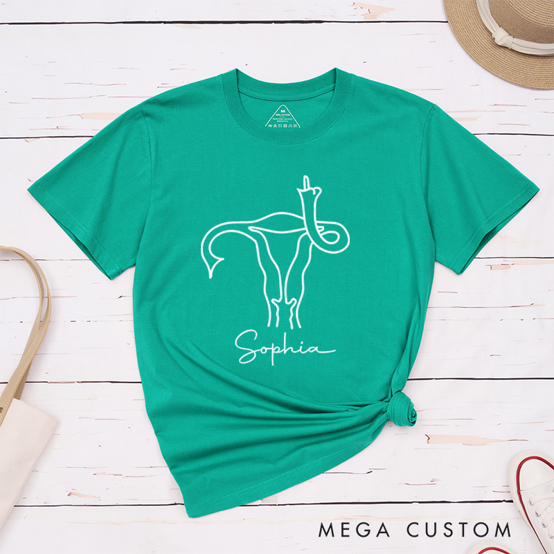 Personalized Middle Finger Uterus T-Shirt Cancer Warrior Gift Caring Gift for the Sick