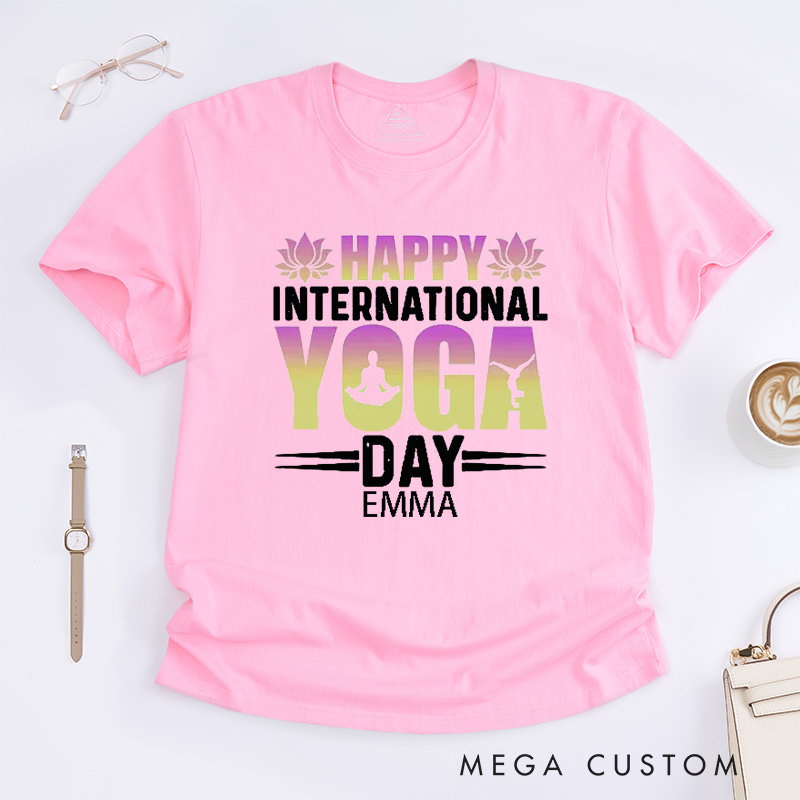 Personalized Happy International Yoga Day T-Shirt Lotus T-Shirt Yoga Lover T-Shirt Mandala T-Shirt Meditating Gift