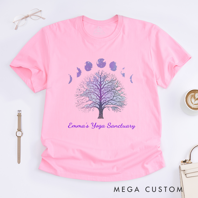 Personalized Tree of Life Yoga T-Shirt Moon Phases T-Shirt Yoga Gift Meditation T-Shirt Yoga T-shirt Yoga Instructor Gift for Yoga Lover