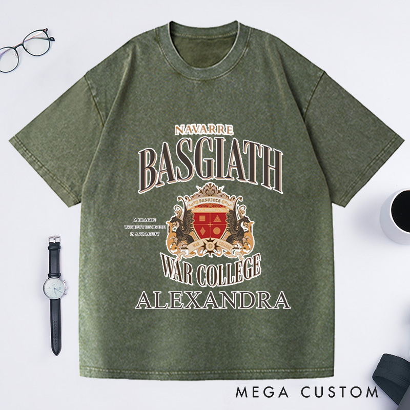Personalized Basgiath War College Shirt Fourth Wing Washed T-Shirts Reading T-Shirt Birthday Gift for Book Lovers