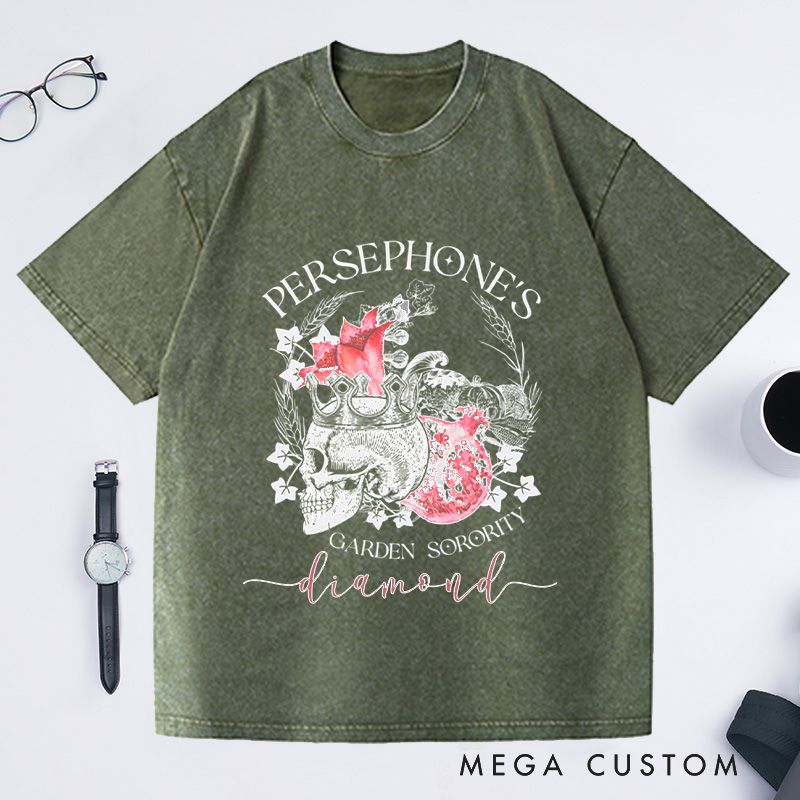 Personalized Persephone's Garden Washed T-Shirts Garden Sorority Shirt Book Lover Shirt Garden Club Shirt Cora Hades Olympus Goddess Shirt