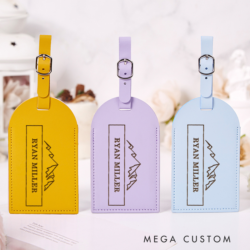 Personalized Leather Luggage Tag for Traveling Lovers Custom Travel Gift for Adventure