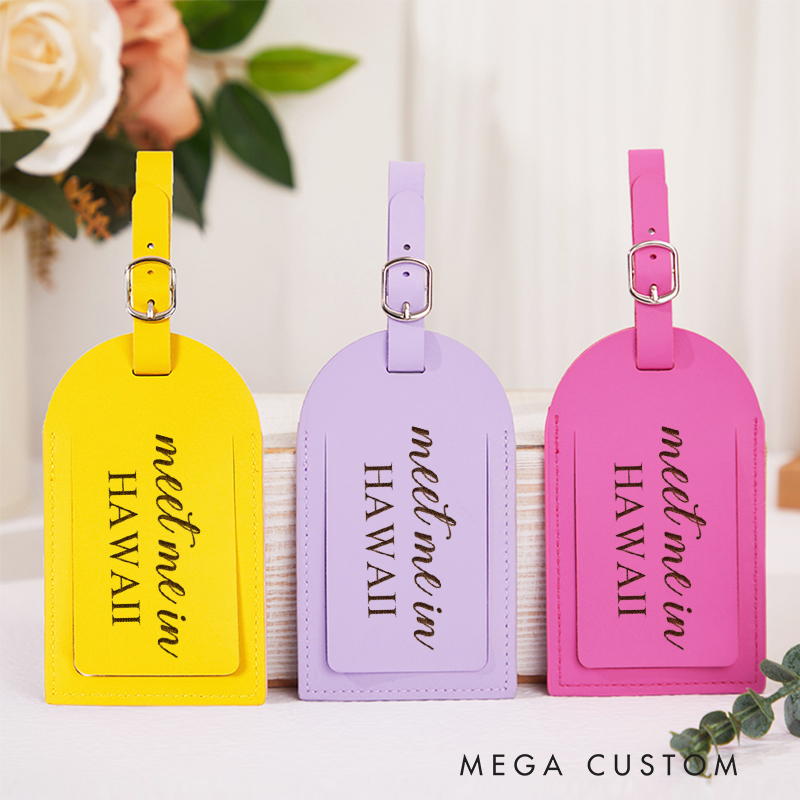 Personalized Meet Me in Hawaii Leather Luggage Tags Traveling Lovers Luggage Tag Travel Gift for Vacation