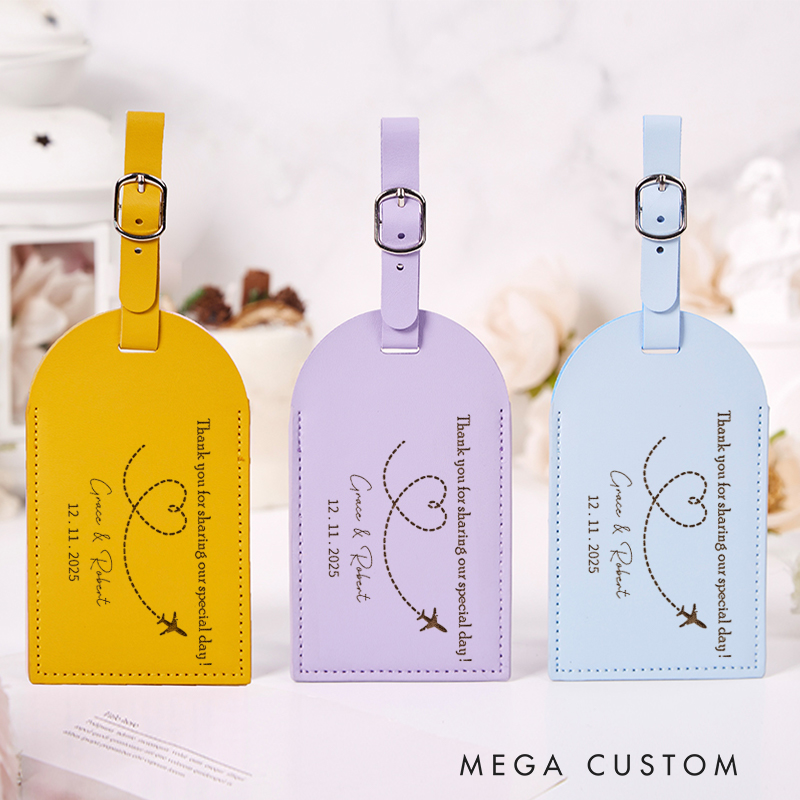 Personalized Sharing Our Special Day Leather Luggage Tags Traveling Lovers Luggage Tag Travel Gift for Couples Gift for Friends