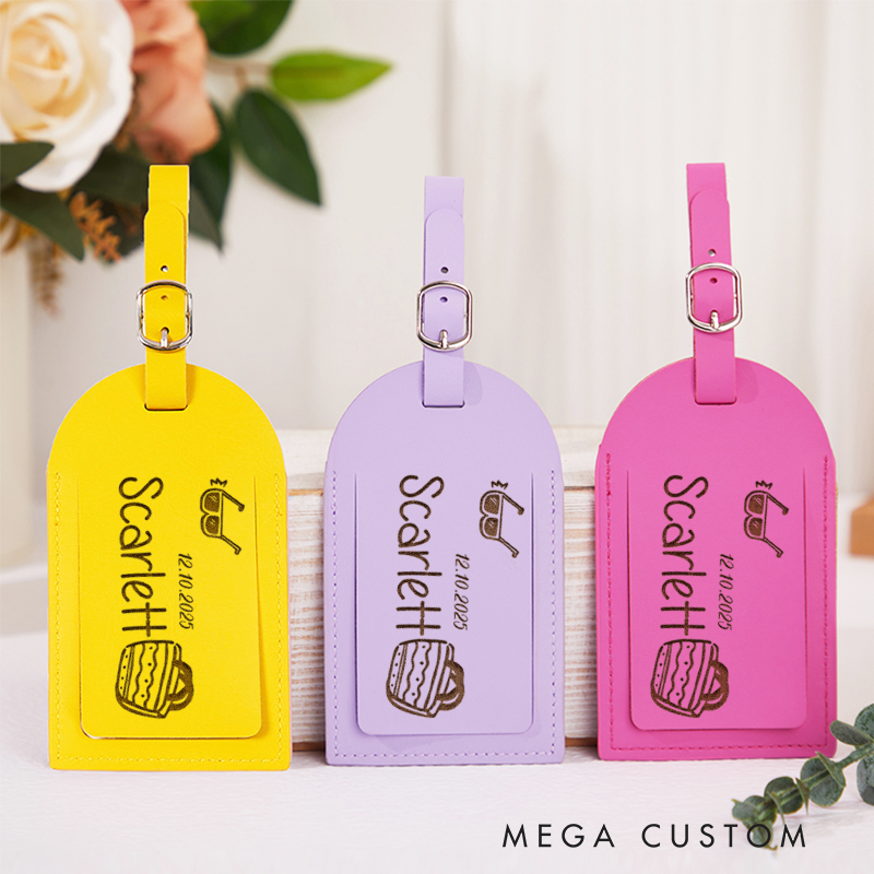  Personalized Vacation Leather Luggage Tag for Traveling Lovers Backpack Tag Gift For Traveler