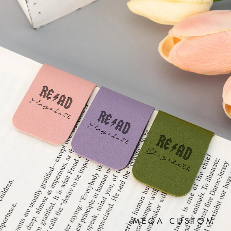 Personalized Read Bookmark Engraved Leather Bookmark Custom Magnetic Bookmark Book Lover Gift Bookish Gift Reader Gift