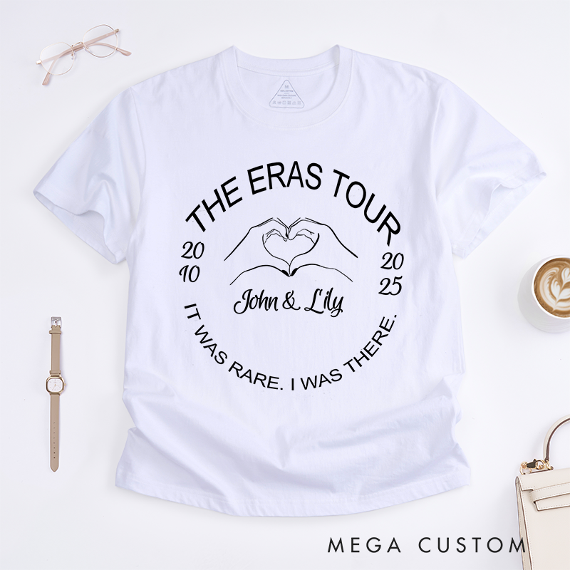 Personalized Classic T-Shirts Romantic Eras Tour and Heart Hands Graphic Tee Perfect for Couples and Concert Memories T-Shirt