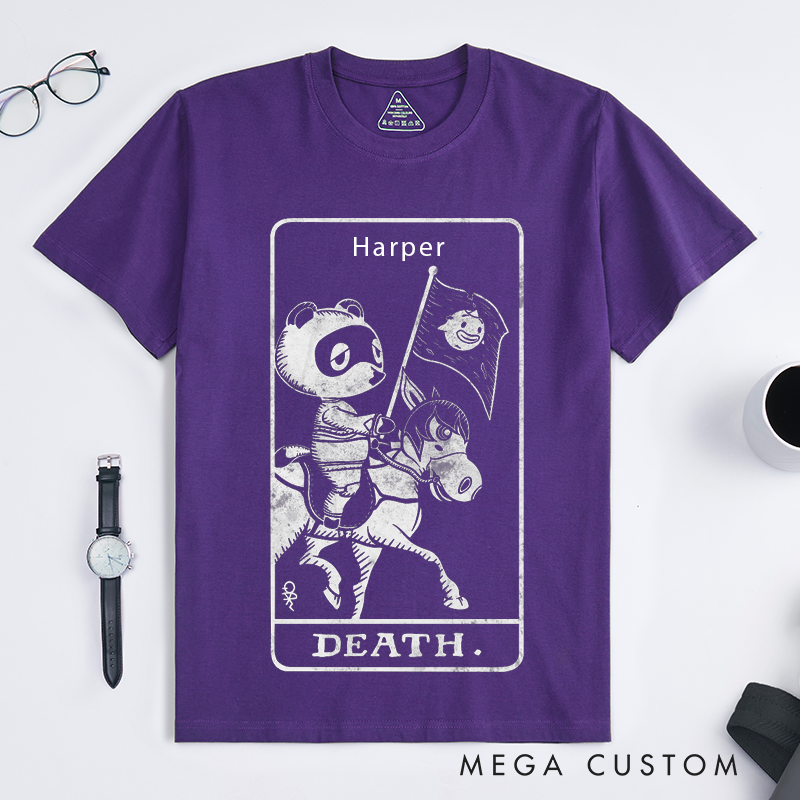 Personalized Tarot Lovers Classic T-Shirts Unique Death Card Design Gift for Friends Casual T-Shirts