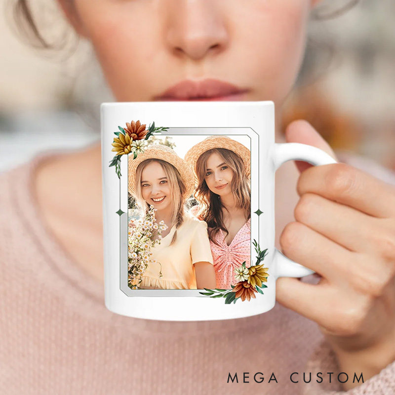 Personalized Sisters in Christ are Sisters for Life Ceramic Mug with Name and Photo Floral Coffee Mug Religious Gift Christian Gift