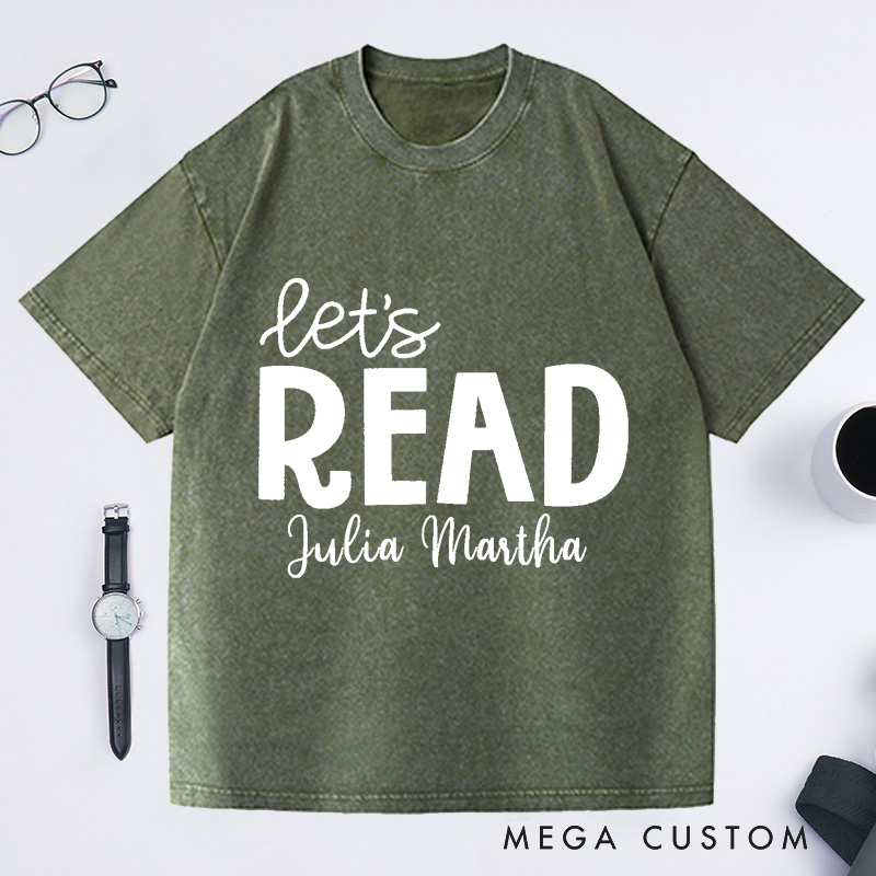 Personalized Reading Washed T-Shirts Librarian Shirt Book Lover Shirt